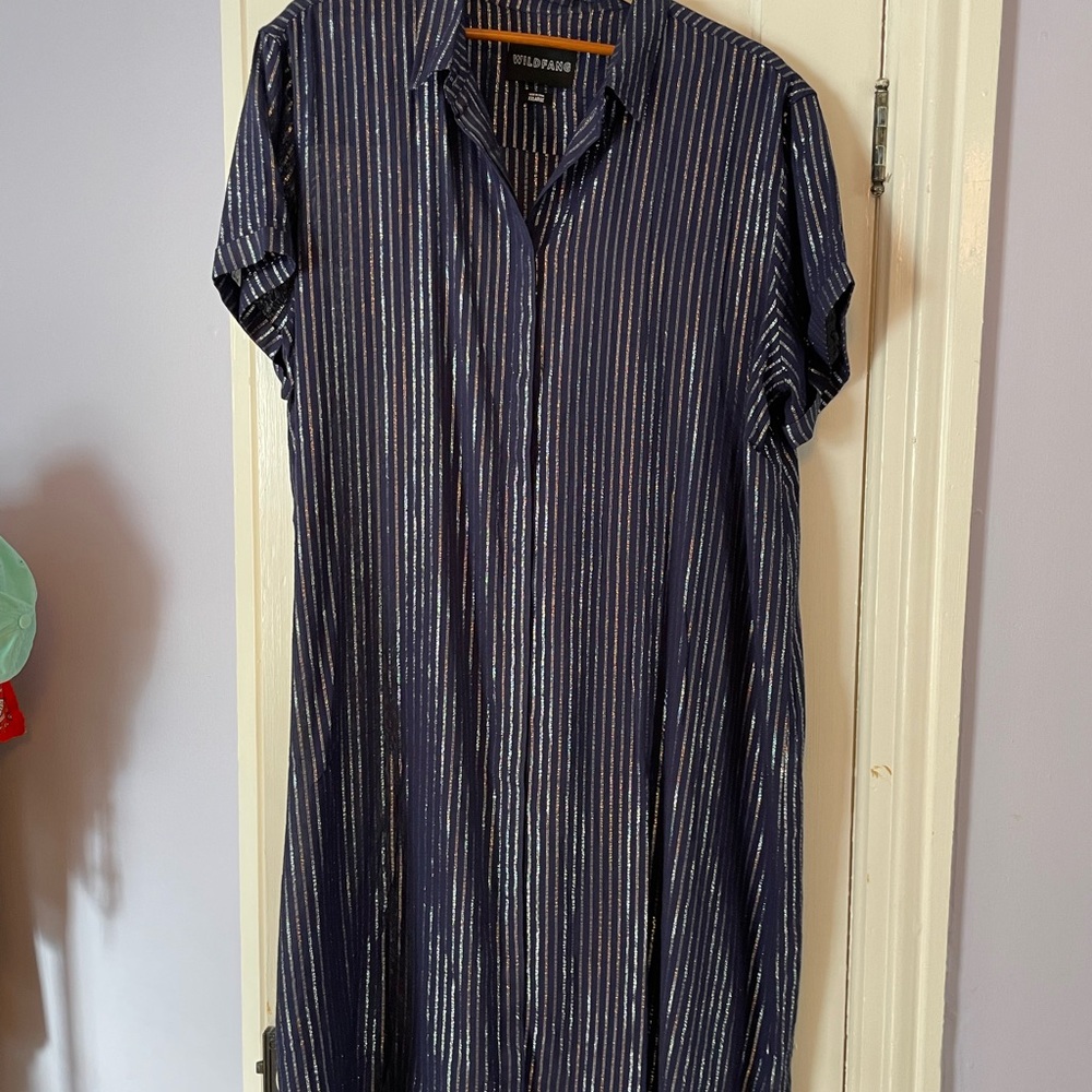 Wildfang Navy Striped Men's Shirt